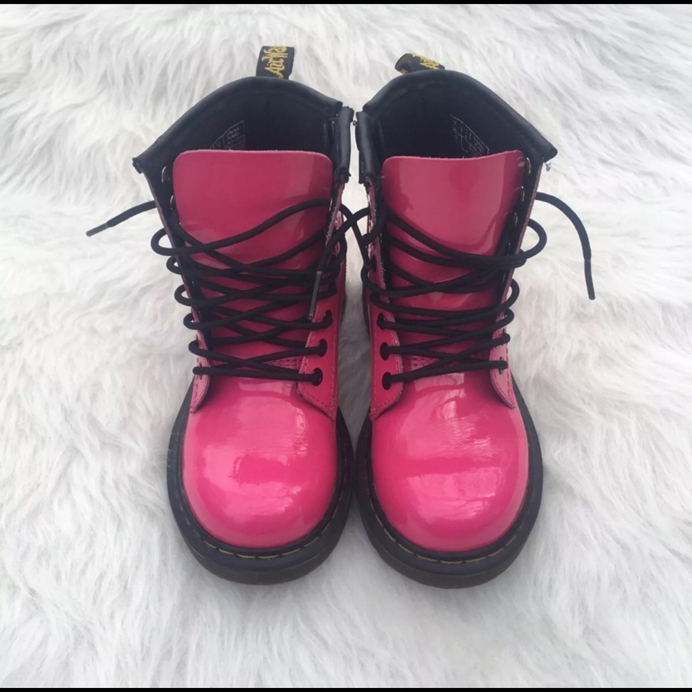 Dr. Martens Jr. Delaney Hot Pink Boots (Firm)